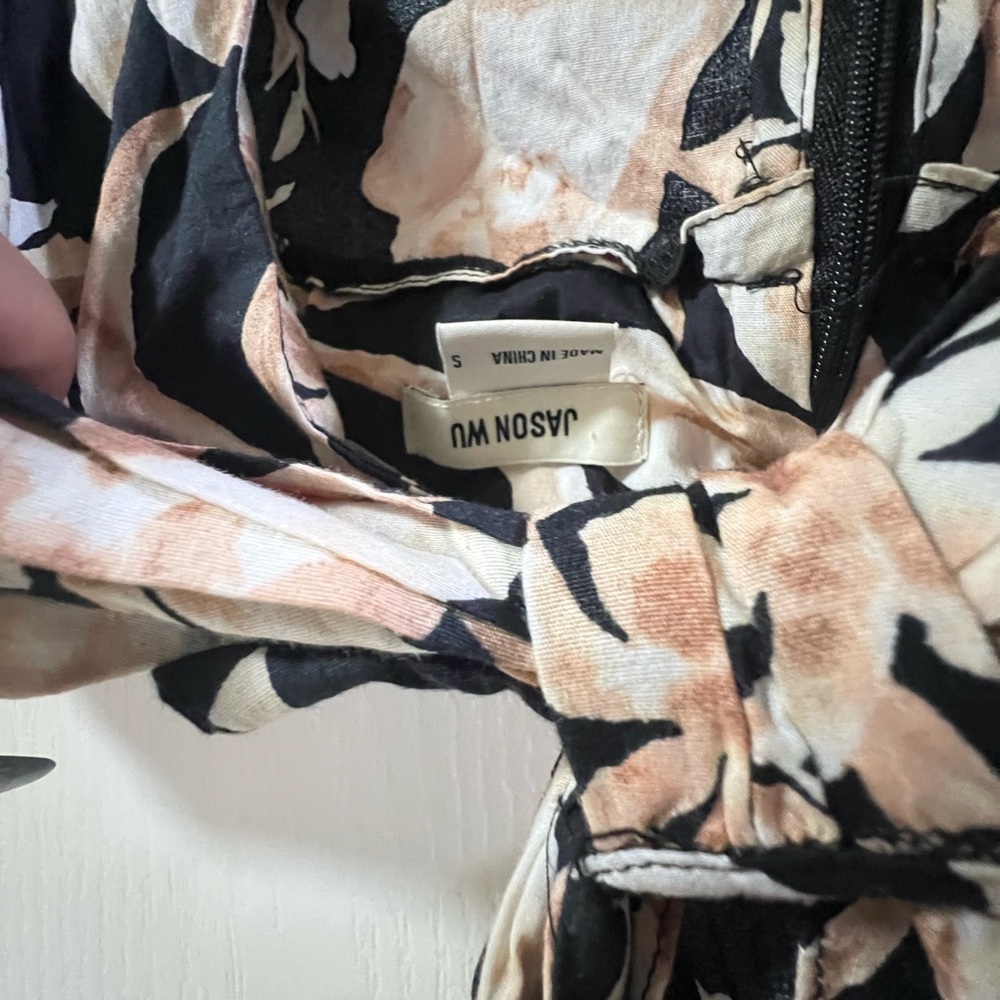 Floral Black and Cream Women's Cut Out Jumpsuit Jason Wu Small Floral - Picture 7 of 7